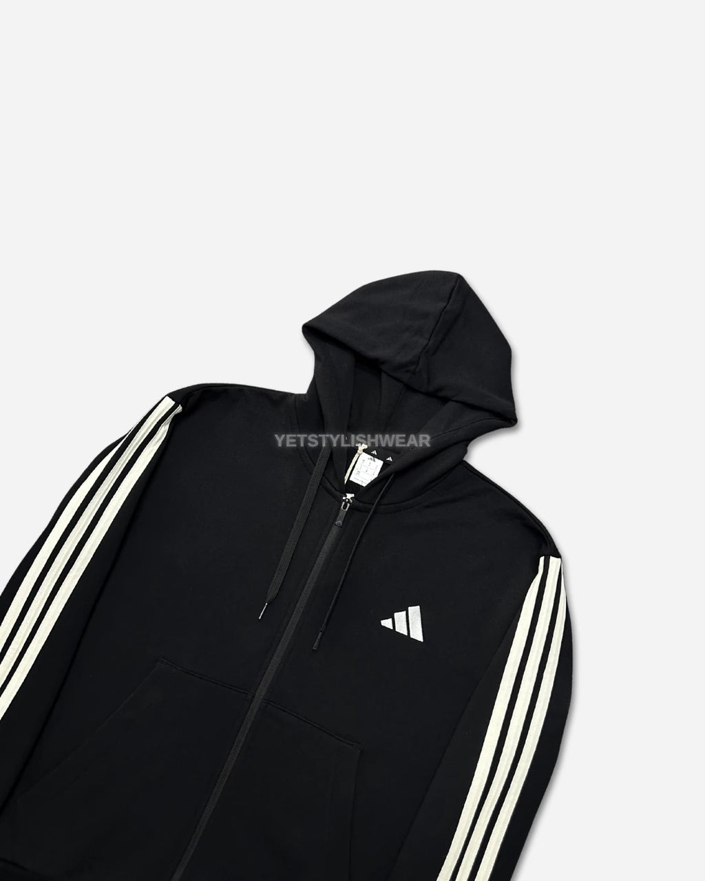 Essentials 3-Stripes Fleece Hırka - Siyah