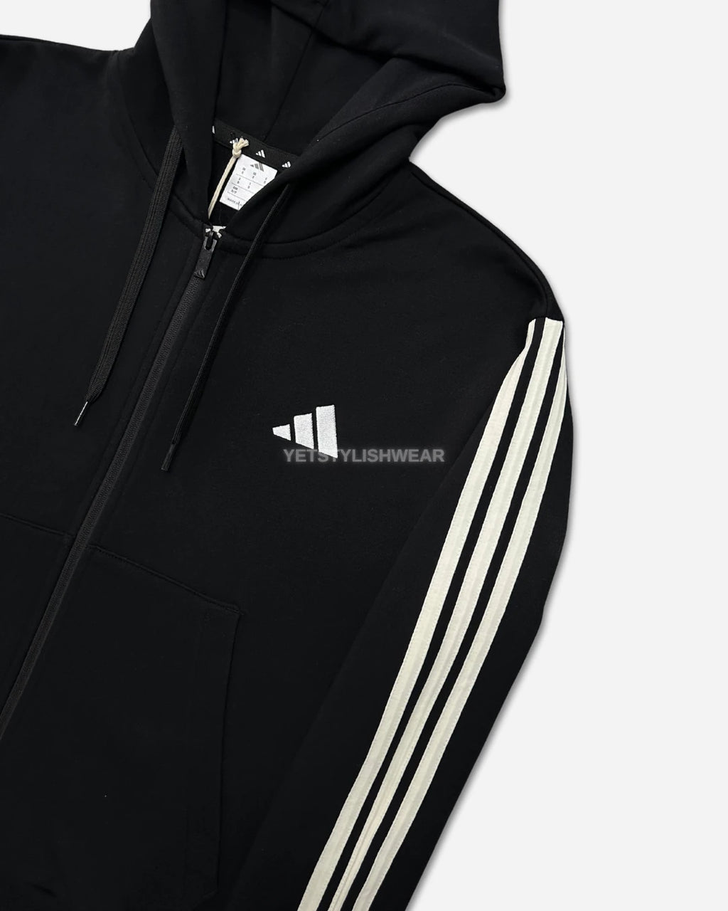 Essentials 3-Stripes Fleece Hırka - Siyah
