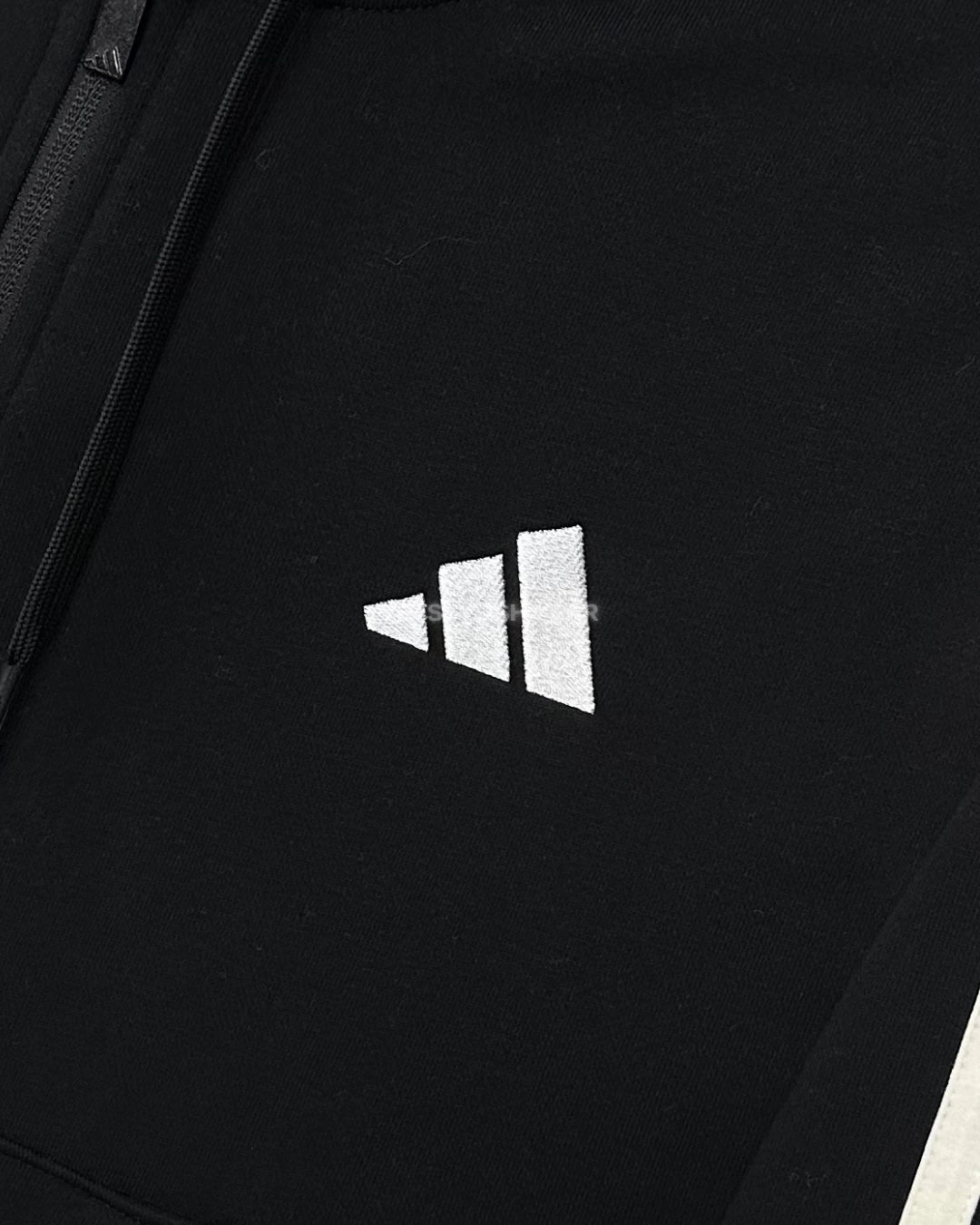 Essentials 3-Stripes Fleece Hırka - Siyah