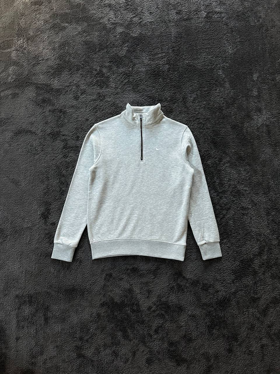 Solo Swoosh Yarım Fermuarlı Sweatshirt - Gri Melanj