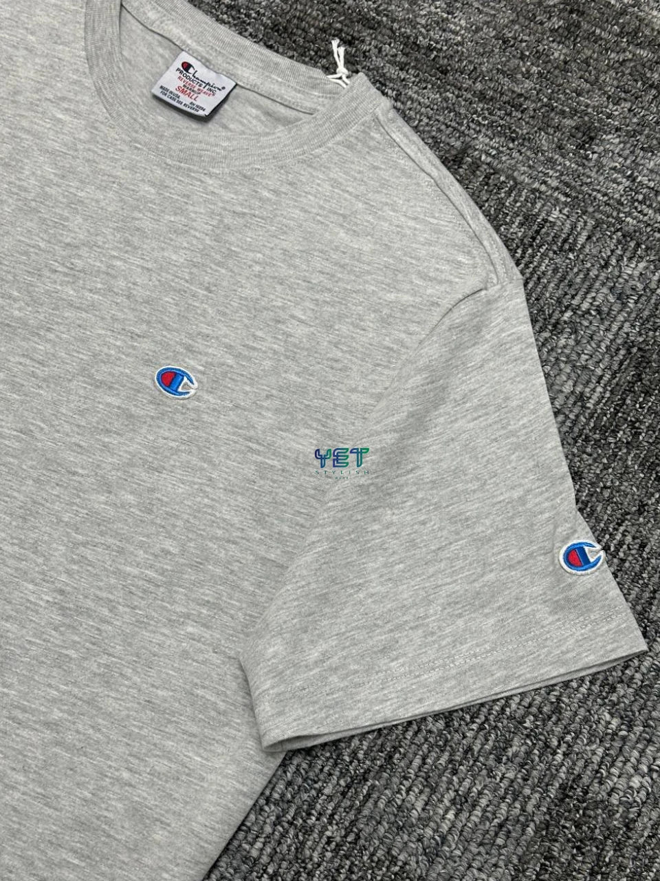 Crewneck Mini Logo Tişört - Gri Melanj