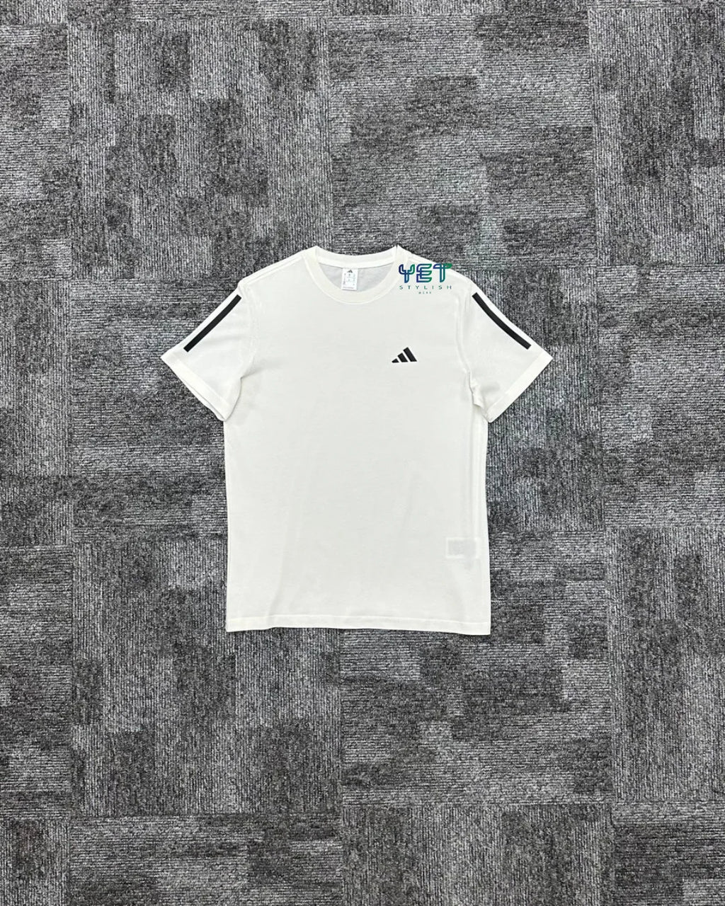 Train Essential 3-Stripes Tişört - Ekru Beyaz