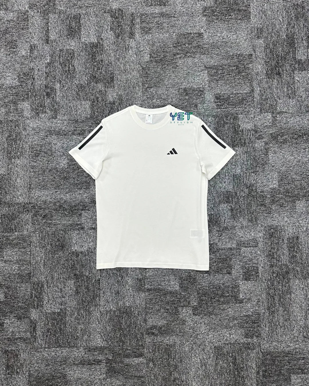 Train Essential 3-Stripes Tişört - Ekru Beyaz