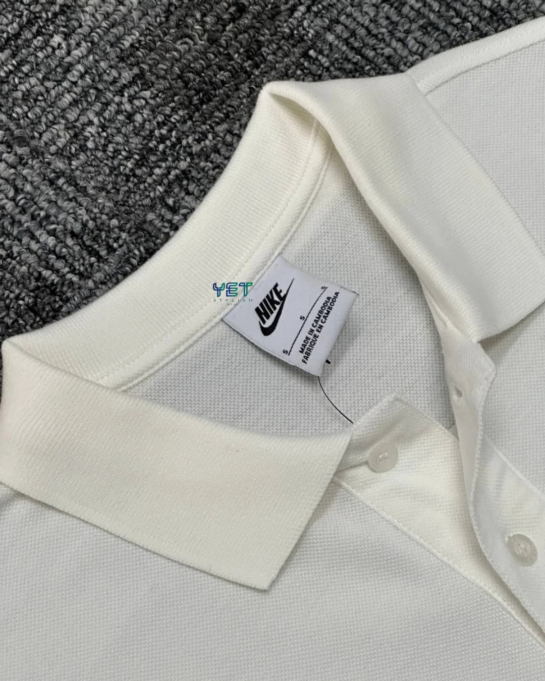 Club Fleece Polo Yaka Tişört - Ekru Beyaz