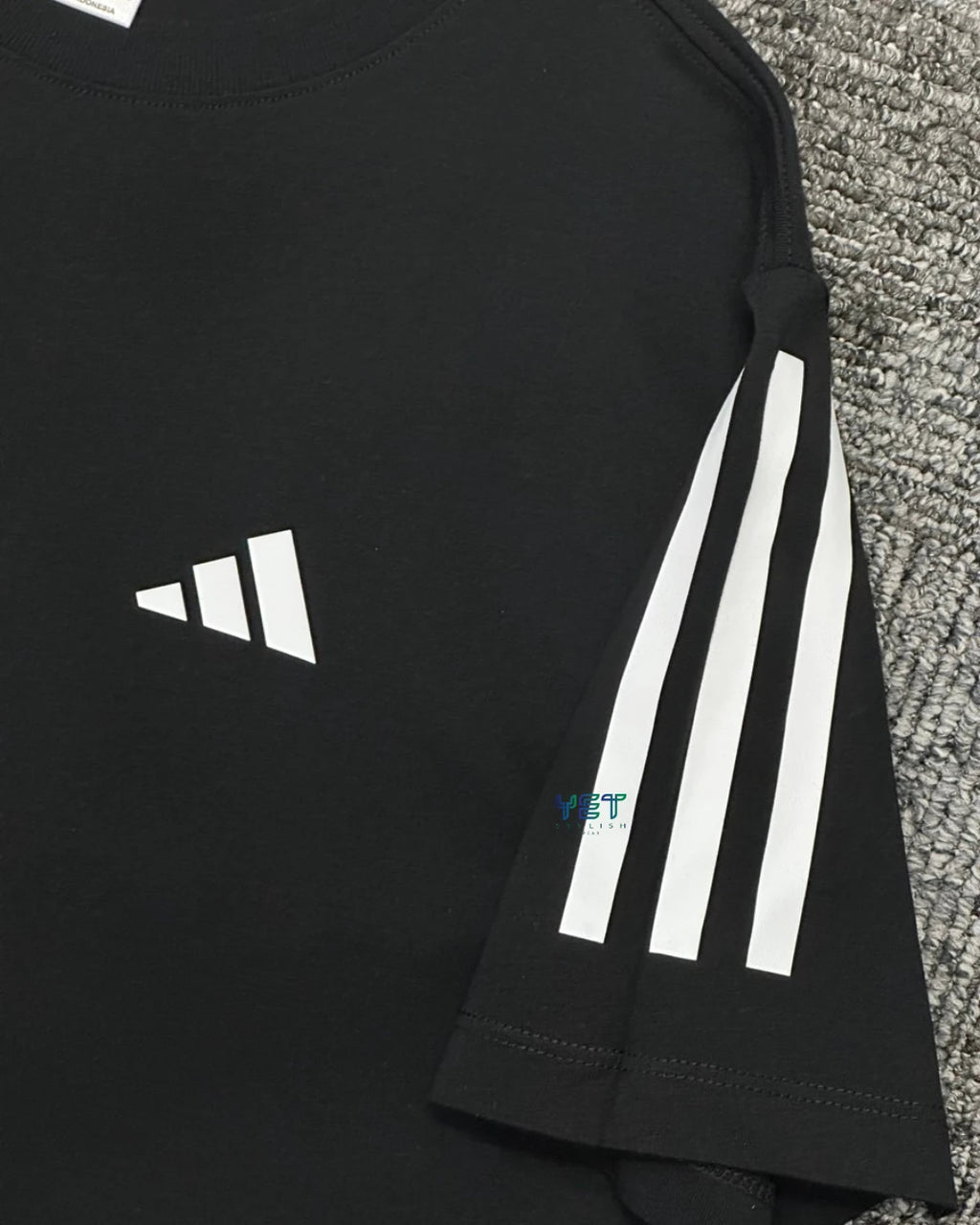 Train Essential 3-Stripes Tişört - Siyah