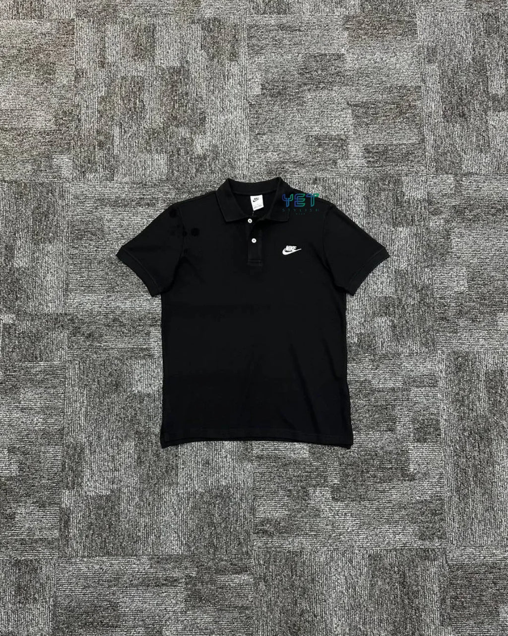 Club Fleece Polo Yaka Tişört - Siyah