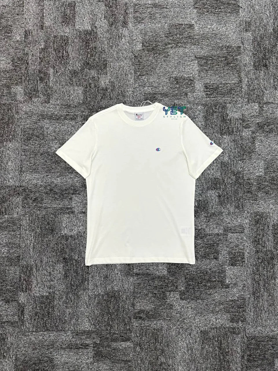 Crewneck Mini Logo Tişört - Ekru Beyaz