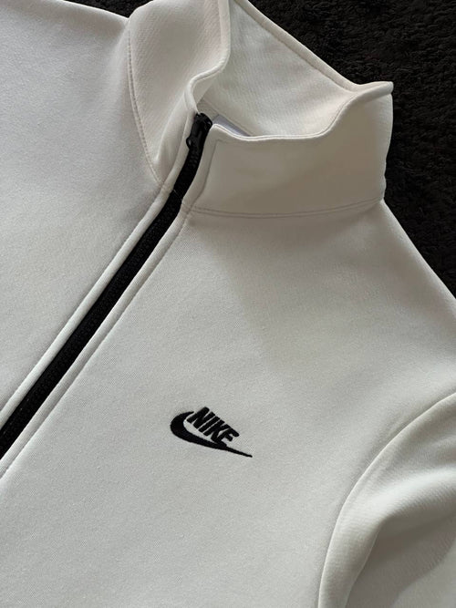 Club Fleece Brushed-Back Yarım Fermuarlı Sweatshirt - Ekru Beyaz