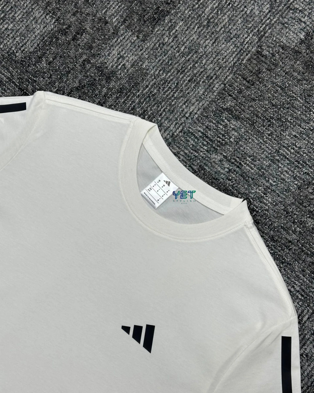 Train Essential 3-Stripes Tişört - Ekru Beyaz